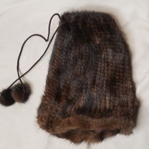 Brown mink fur hat